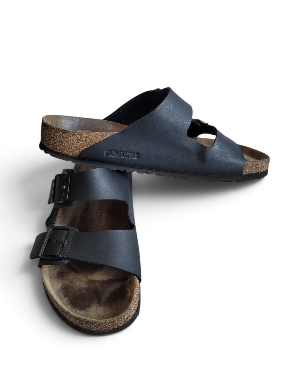Birkenstock Men’s Arizona Black Two-Strap Sandals Birko Flor Size 10